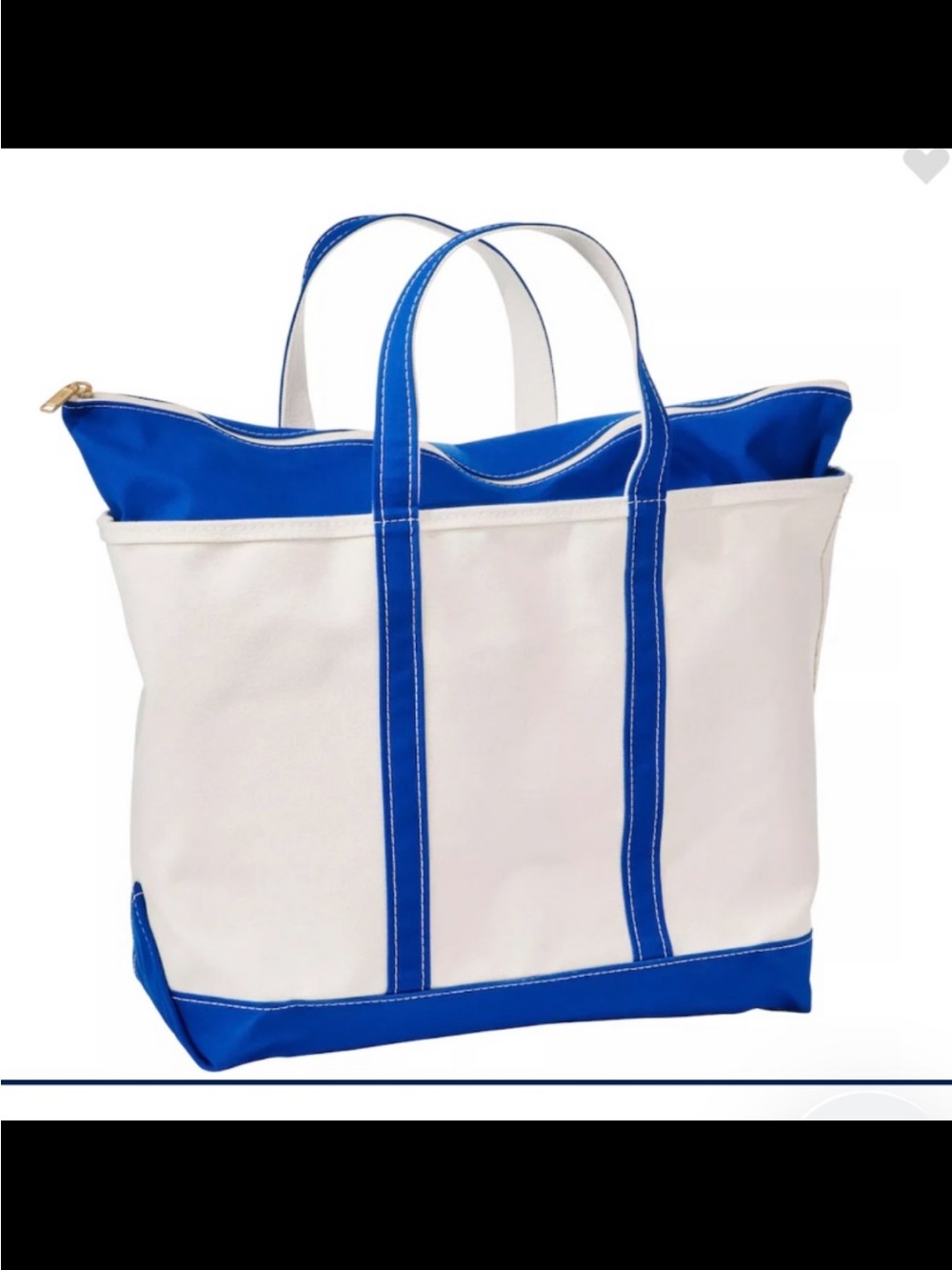 LL Bean Boat & Tote, zip top large tote NWT
